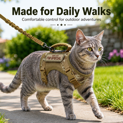 Tactical Cat Harness with Leash & Adjustable Escape-Resistant Vest