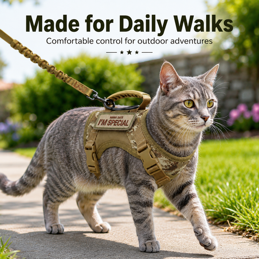 Tactical Cat Harness with Leash & Adjustable Escape-Resistant Vest