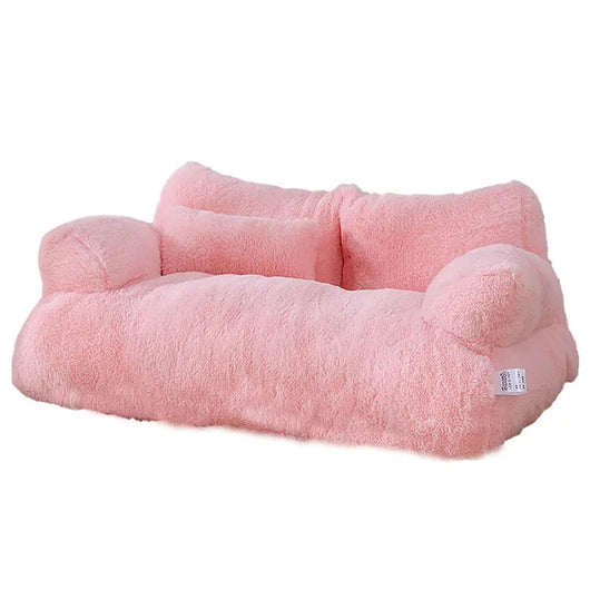 Komavic Plush Cat Sofa Bed with Raised Bolsters