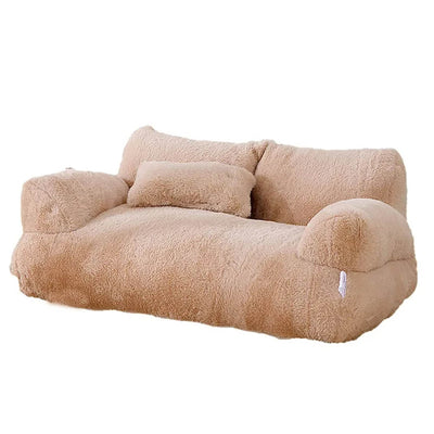 Komavic Plush Cat Sofa Bed with Raised Bolsters