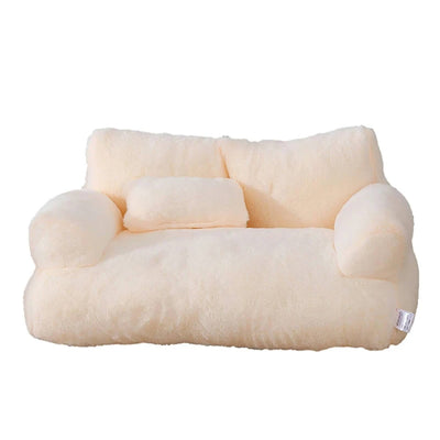 Komavic Plush Cat Sofa Bed with Raised Bolsters