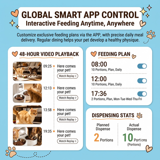 Komavic Smart Video Pet Feeder, Double Bowl Automatic Feeder