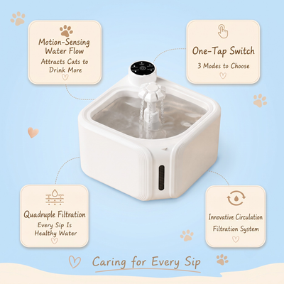 Komavic Smart Pet Water Fountain Automatic Sensor Water Dispenser Cat Circulating Filter Waterer 3 Modes