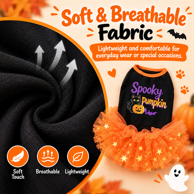 Komavic Halloween Dog Tutu Dress for Parties & Photos - Soft Lightweight Costume for Small Dogs