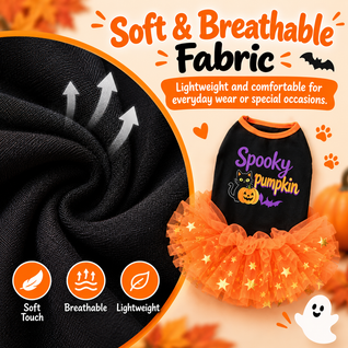 Komavic Halloween Dog Tutu Dress for Parties & Photos - Soft Lightweight Costume for Small Dogs