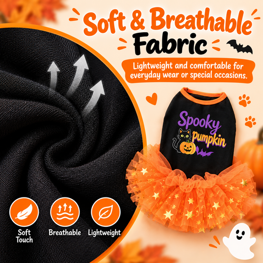 Komavic Halloween Dog Tutu Dress for Parties & Photos - Soft Lightweight Costume for Small Dogs