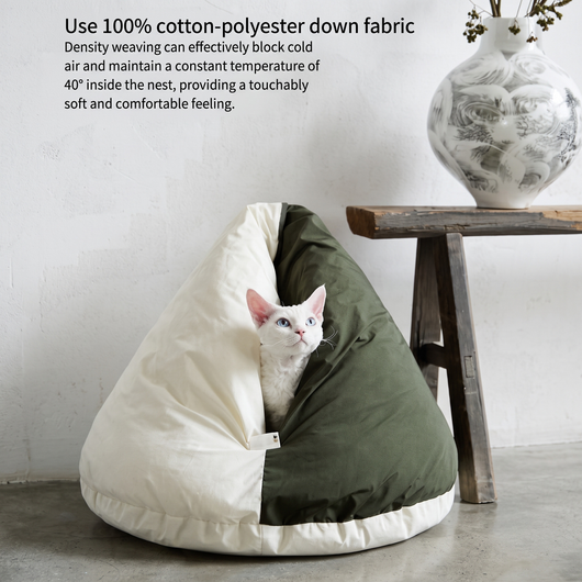 Komavic Cozy Cat Sleeping Bag Bed – Enclosed Washable Beanbag Nest for Indoor Cats, Waterproof & Hair-Resistant Cat Cave