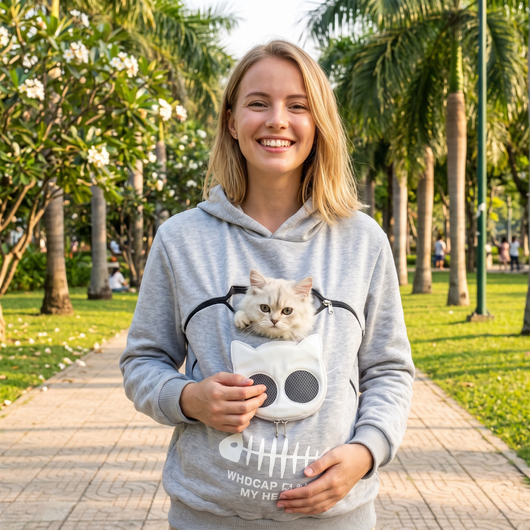 Komavic Zippered Cat Carrier Hoodie with Mesh Window