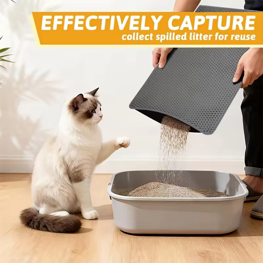 Paw-Catch™ Double-Layer Cat Litter Mat — Honeycomb Litter Trap, Waterproof & Non-Slip