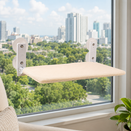 Komavic Foldable Cat Window Hammock for Apartments - No-Drill Suction Perch for Sunny Naps Without Taking Up Floor Space