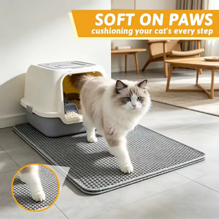 Paw-Catch™ Double-Layer Cat Litter Mat — Honeycomb Litter Trap, Waterproof & Non-Slip
