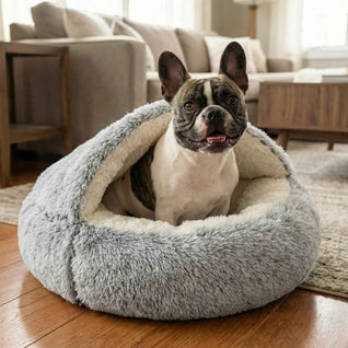 Komavic Plush Hooded Cocoon Pet Bed