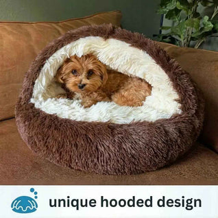Komavic Plush Hooded Cocoon Pet Bed
