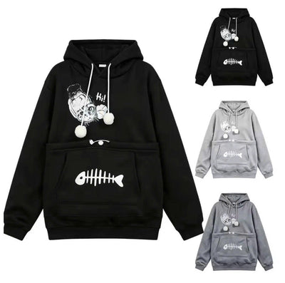 Kangaroo Pouch Hoodie - Short Sleeve Cat Ear Pet Carrier - Small Dog Holder Sweatshirt