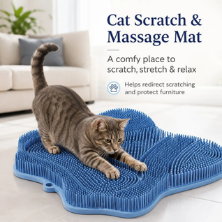 KOMAVIC Mew-Spa™ Self-Groom Cat Mat — Soft TPR Bristle Pad for Scratching, Rubbing & Shedding Control