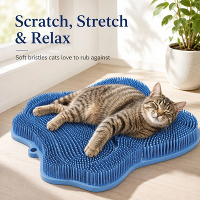 KOMAVIC Mew-Spa™ Self-Groom Cat Mat — Soft TPR Bristle Pad for Scratching, Rubbing & Shedding Control