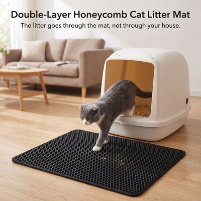 Paw-Catch™ Double-Layer Cat Litter Mat — Honeycomb Litter Trap, Waterproof & Non-Slip