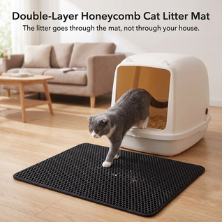 Paw-Catch™ Double-Layer Cat Litter Mat — Honeycomb Litter Trap, Waterproof & Non-Slip