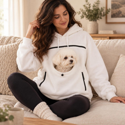 Pet Carrier Hoodie for Small Dogs and Cats, Hands Free Dog Carrying Sweatshirt, Cozy Pet Pouch Hoodie for Puppy and Cat Travel