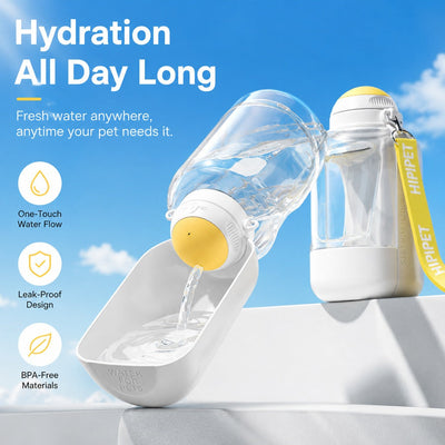 Komavic 2-in-1 Portable Dog Water Bottle with Food Container