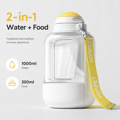 Komavic 2-in-1 Portable Dog Water Bottle with Food Container