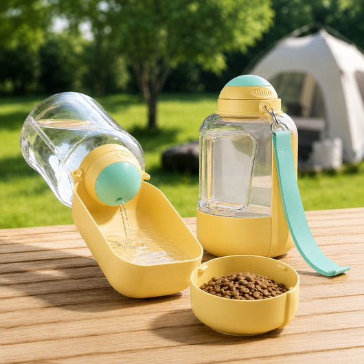 Komavic 2-in-1 Portable Dog Water Bottle with Food Container