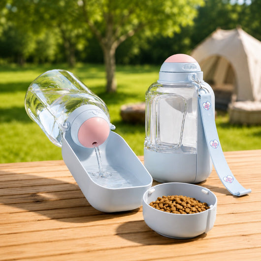 Komavic 2-in-1 Portable Dog Water Bottle with Food Container