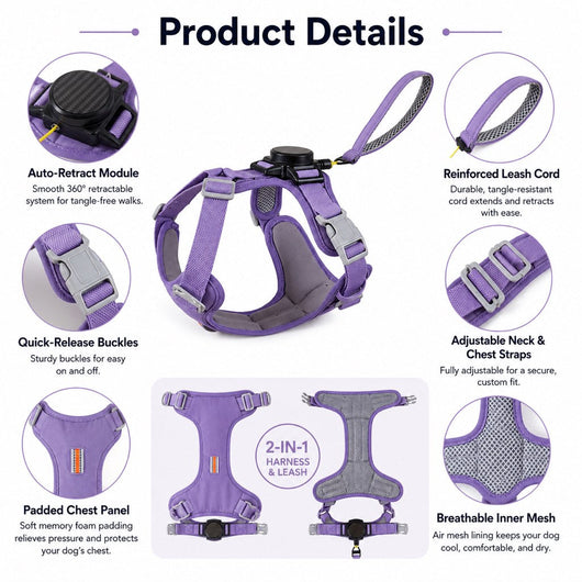 Komavic 2-in-1 Retractable Dog Harness