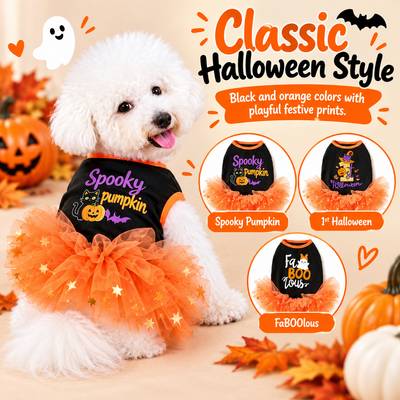 Komavic Halloween Dog Tutu Dress for Parties & Photos - Soft Lightweight Costume for Small Dogs