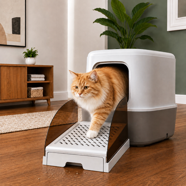 Adjustable Cat Litter Box Step with Pull-Out Tray