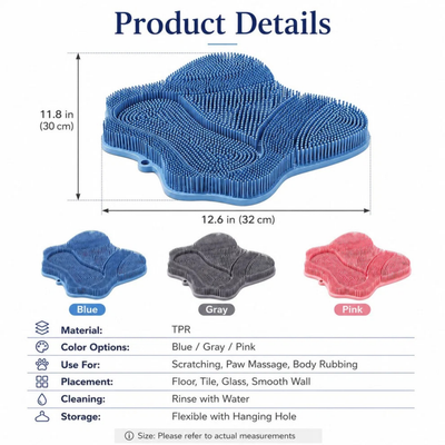 KOMAVIC Mew-Spa™ Self-Groom Cat Mat — Soft TPR Bristle Pad for Scratching, Rubbing & Shedding Control