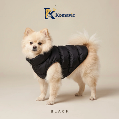 Komavic Dog Puffer Vest – Warm Winter Coat with Front Zipper