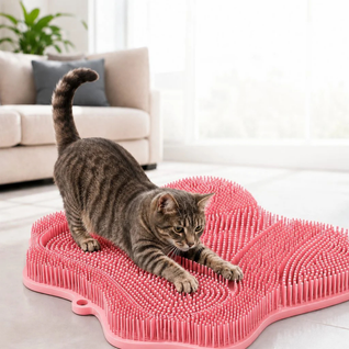 KOMAVIC Mew-Spa™ Self-Groom Cat Mat — Soft TPR Bristle Pad for Scratching, Rubbing & Shedding Control