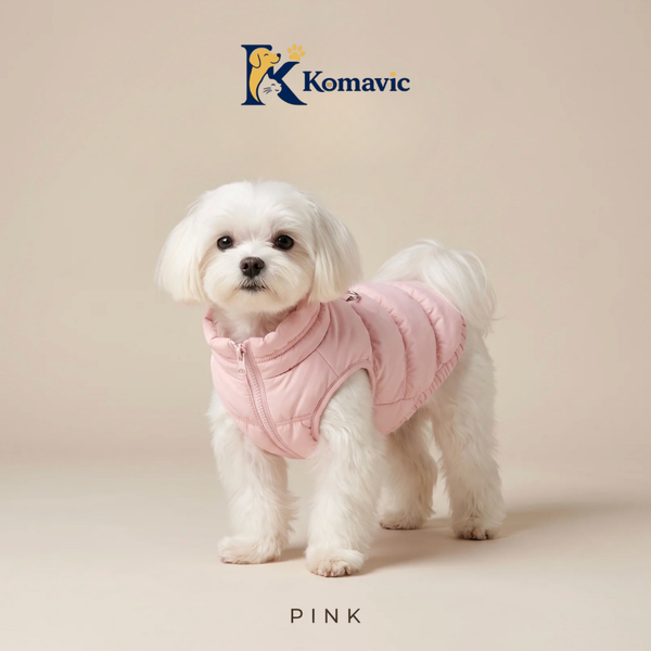Komavic Dog Puffer Vest – Warm Winter Coat with Front Zipper