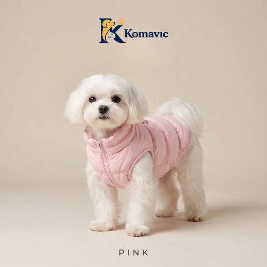 Komavic Dog Puffer Vest – Warm Winter Coat with Front Zipper