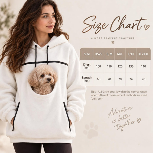 Pet Carrier Hoodie for Small Dogs and Cats, Hands Free Dog Carrying Sweatshirt, Cozy Pet Pouch Hoodie for Puppy and Cat Travel