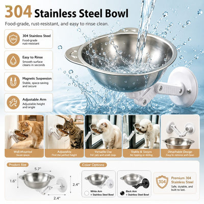Komavic Wall-Mounted Pet Bowl No-Drill Elevated Feeding