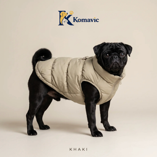 Komavic Dog Puffer Vest – Warm Winter Coat with Front Zipper