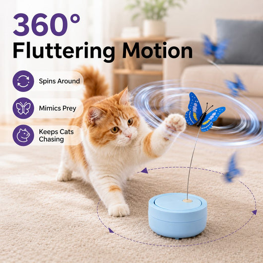 Komavic Automatic Butterfly Cat Toy 360° Chase & Play
