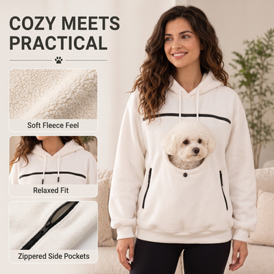 Komavic Hands-Free Pet Carrier Hoodie - Kangaroo Pouch for Cats & Small Dogs