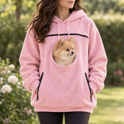 Pet Carrier Hoodie for Small Dogs and Cats, Hands Free Dog Carrying Sweatshirt, Cozy Pet Pouch Hoodie for Puppy and Cat Travel