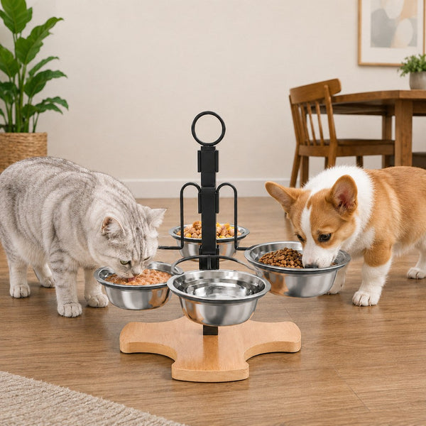 Komavic 4-Bowl Adjustable Elevated Pet Feeder