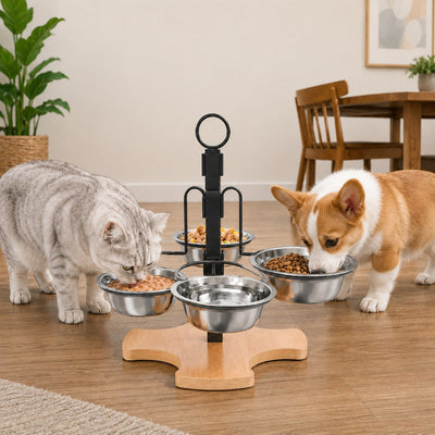 Komavic 4-Bowl Adjustable Elevated Pet Feeder