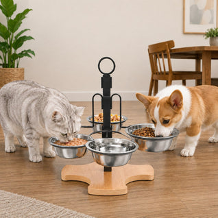 Komavic 4-Bowl Adjustable Elevated Pet Feeder