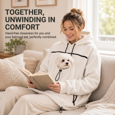 Komavic Hands-Free Pet Carrier Hoodie - Kangaroo Pouch for Cats & Small Dogs