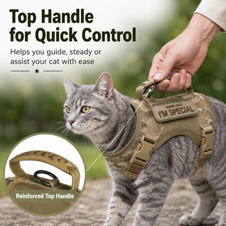 Komavic Adjustable Tactical Cat Harness with Leash