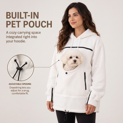 Komavic Hands-Free Pet Carrier Hoodie - Kangaroo Pouch for Cats & Small Dogs