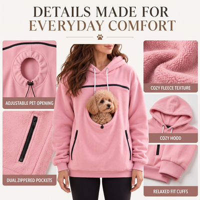 Komavic Hands-Free Pet Carrier Hoodie - Kangaroo Pouch for Cats & Small Dogs