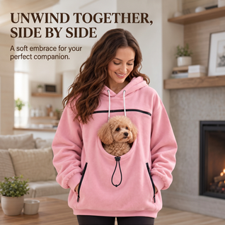 Komavic Hands-Free Pet Carrier Hoodie - Kangaroo Pouch for Cats & Small Dogs