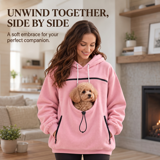 Komavic Hands-Free Pet Carrier Hoodie - Kangaroo Pouch for Cats & Small Dogs